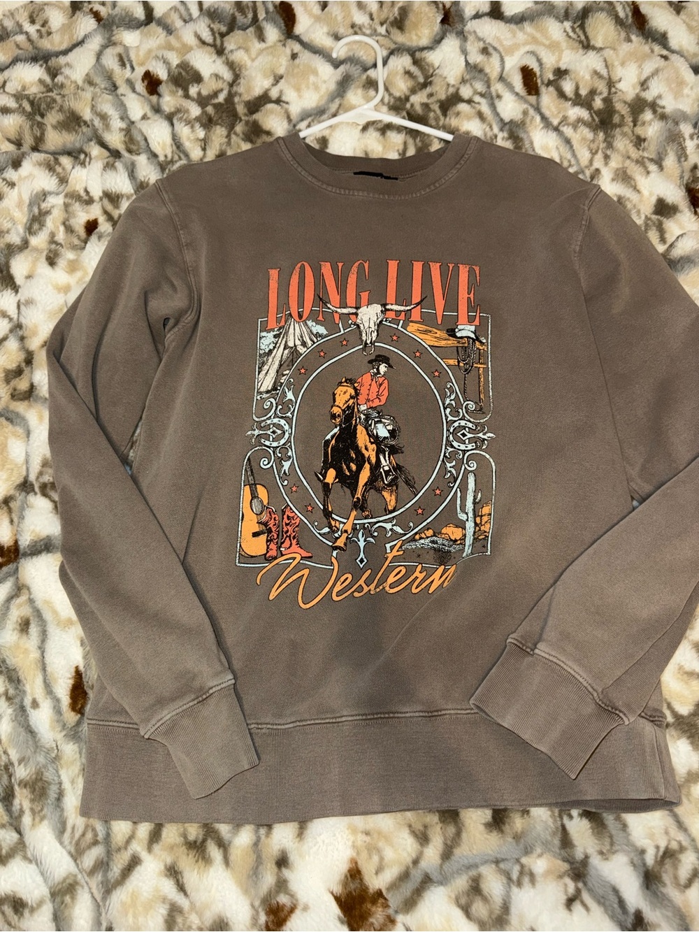 Long Live Western Graphic Crewneck Sweatshirt - Brown